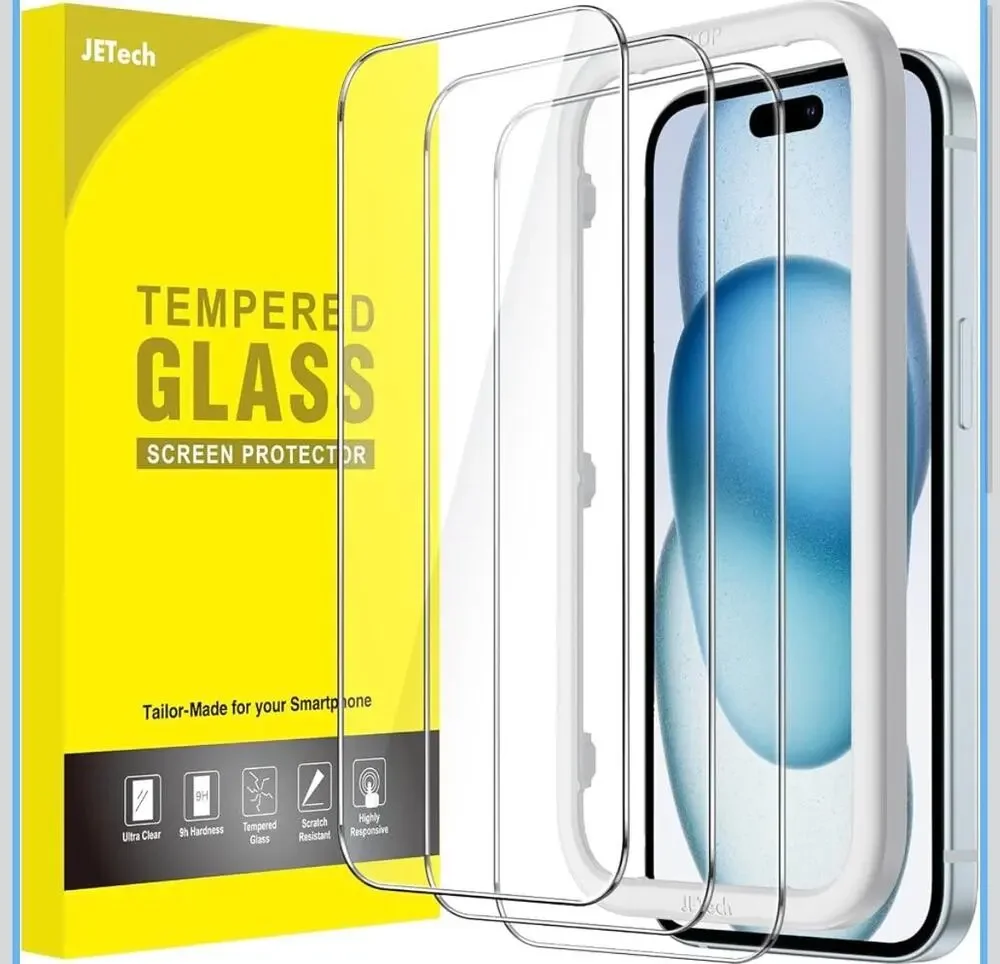 NIB JETech iPhone 15 Plus 6.7” Tempered Glass Screen Protector 3-Pack